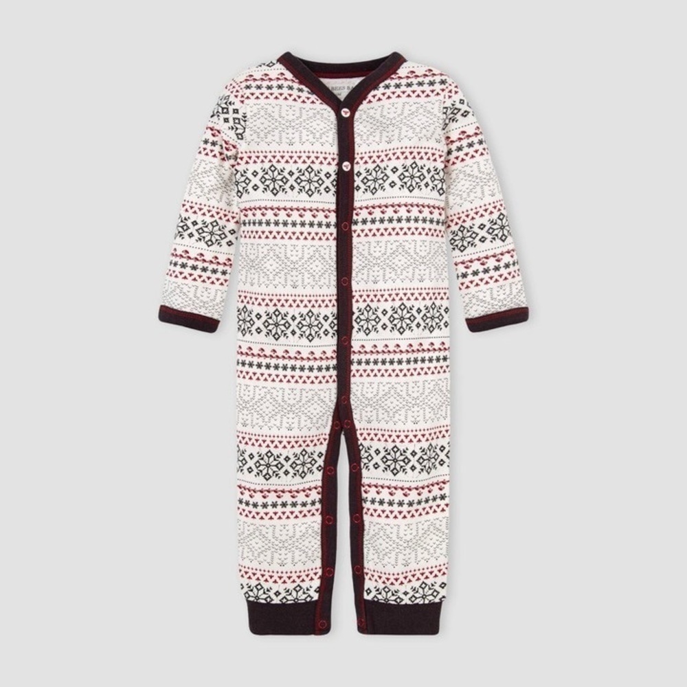 Burt's Bees Baby Baby Girls' Organic Cotton Snowy Fair Isle Jumpsuit 3/6m NWT